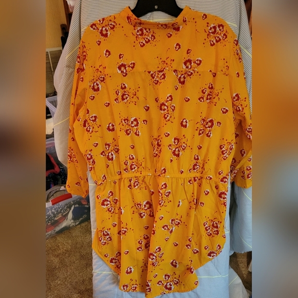 MPH Collection 3X Drawstring Waist 3/4 Sleeve Yellow Red White - Picture 8 of 8